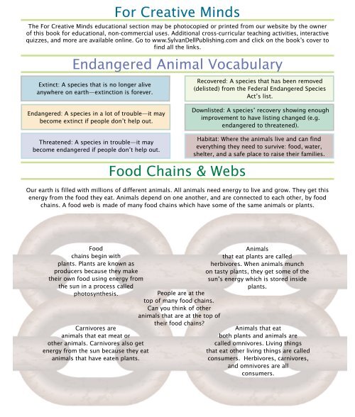 Food Chains & Webs Endangered Animal Vocabulary For Creative ...
