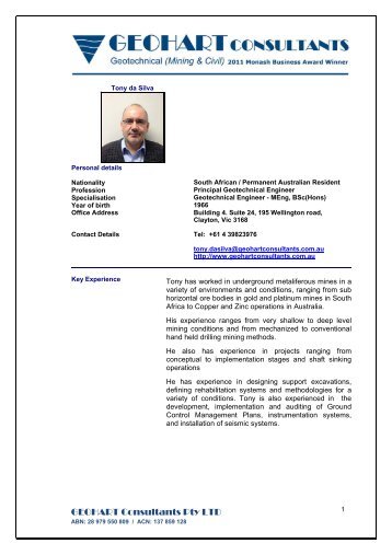 Tony da Silva - Resume Long - November 2012.pdf - Geohart ...