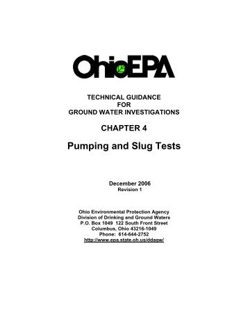 Pumping and Slug Tests - Ohio EPA - Ohio Environmental ...