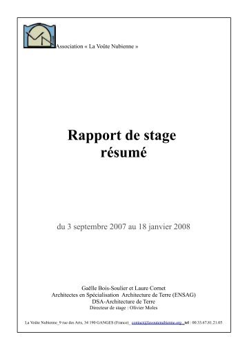 Rapport de stage AVN : - VoÃ»te nubienne - Association la VoÃ»te ...