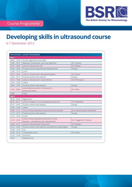 Education Courses 2012 - The British Society for Rheumatology