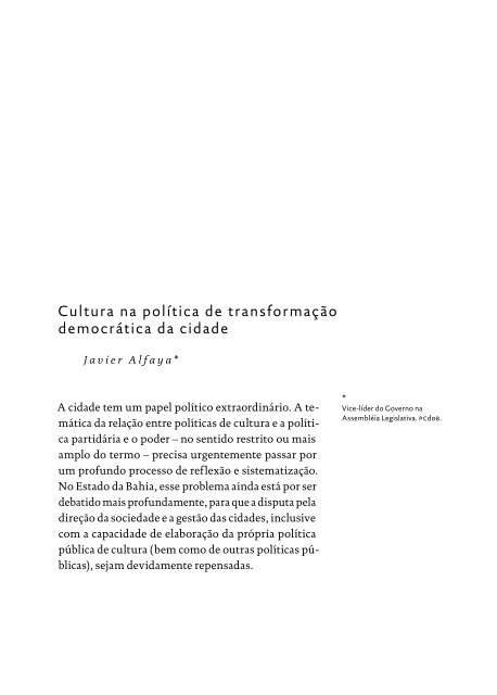 Políticas Culturais para as Cidades