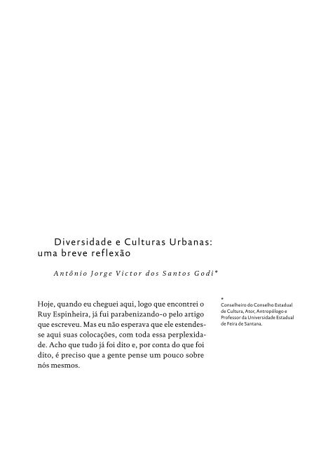 Políticas Culturais para as Cidades