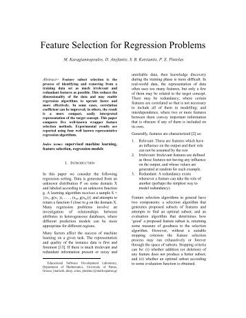 Feature Selection for Regression Problems