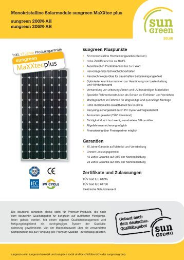 Datenblatt Mono sungreen 06-2012 - sungreen energy