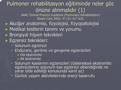 Pulmoner Rehabilitasyon ve Evde BakÄ±mÄ±n TanÄ±mlanmasÄ±