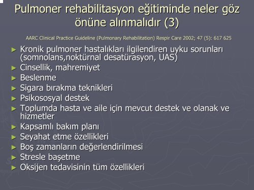 Pulmoner Rehabilitasyon ve Evde BakÄ±mÄ±n TanÄ±mlanmasÄ±