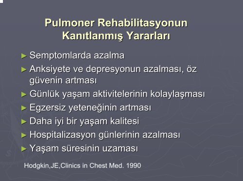 Pulmoner Rehabilitasyon ve Evde BakÄ±mÄ±n TanÄ±mlanmasÄ±