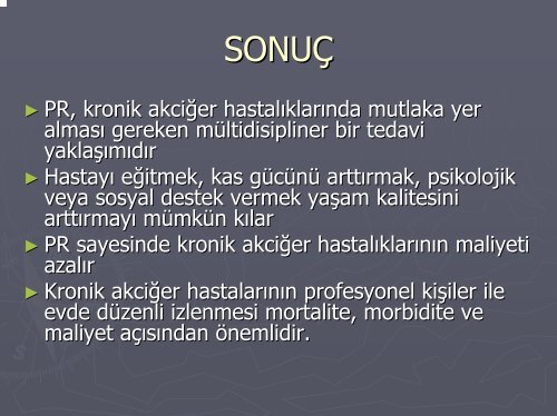 Pulmoner Rehabilitasyon ve Evde BakÄ±mÄ±n TanÄ±mlanmasÄ±