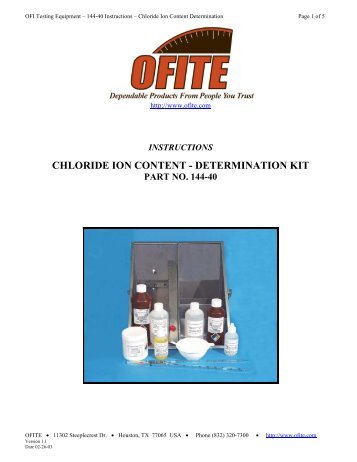 Chloride Ion TEst Kit - OFI Testing Equipment, Inc.