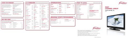 Indiana FiOS Channel Guide - Frontier Indiana FiOS Channel Guide - Frontier