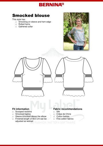 Modification Smocked Blouse - My Label 3D Fashion Pattern Software