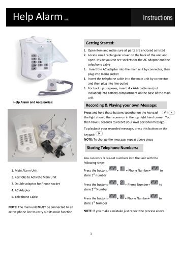 Download PDF instructions for Home Help Alarm - Coopers of ...