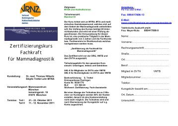 Zertifizierungskurs Fachkraft fÃ¼r Mammadiagnostik