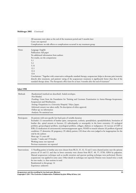 Acupuncture and dry-needling for low back pain (Review)