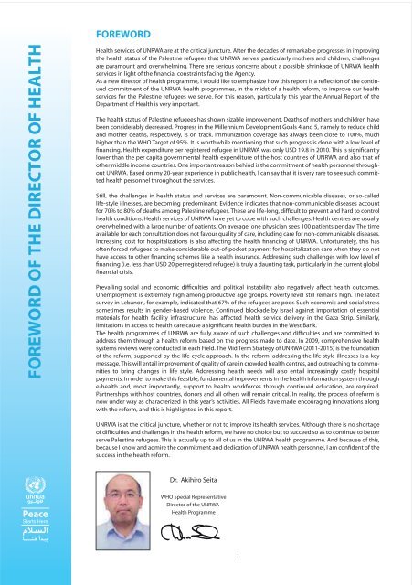 Annual Report of the Department of Health 2010 - Unrwa