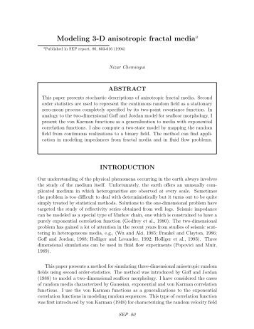 Modeling 3-D anisotropic fractal mediaa