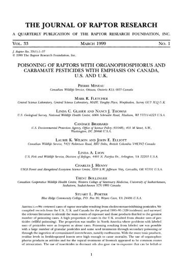 poisoning of raptors with organophosphorus and carbamate ...