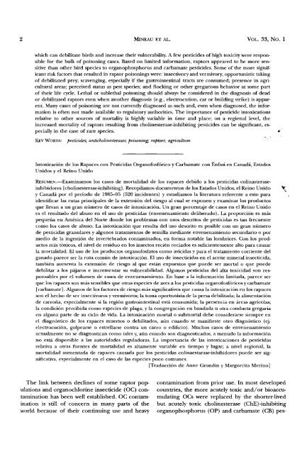 poisoning of raptors with organophosphorus and carbamate ...