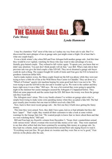 Column #231-Fake Money Again _2_ - The Garage Sale Gal