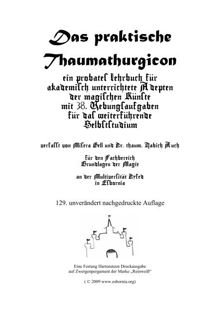 Reprint Das praktische Thaumathurgicon - ein ... - in Esbornia