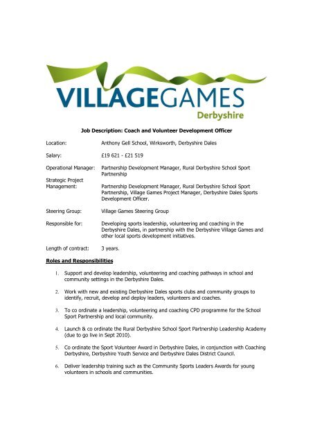 Coach And Volunteer Development Officer Job Description