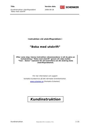 Instruktion vid utskriftsproblem - Schenker