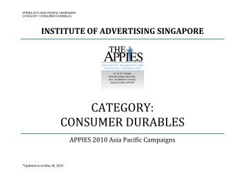 category: consumer durables - Institute of Advertising Singapore