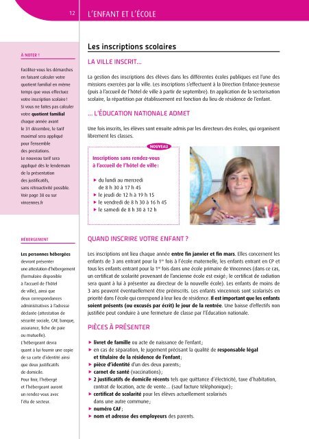 Guide Enfance - Jeunesse 2013/2014 - Ville de Vincennes