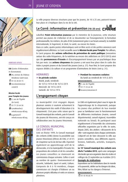 Guide Enfance - Jeunesse 2013/2014 - Ville de Vincennes