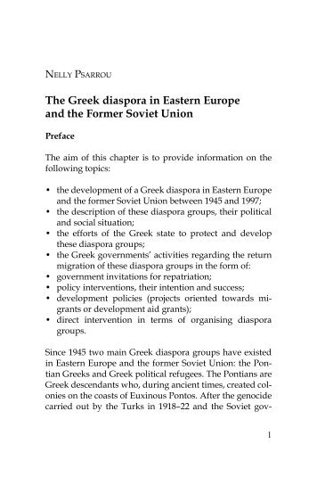 The Greek diaspora in Eastern Europe and the Former Soviet Union