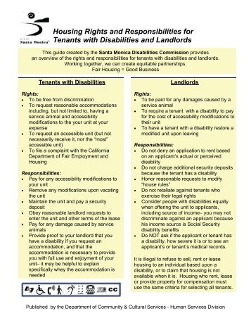 Housing Rights and Responsibilities for Tenants with Disabilities ...