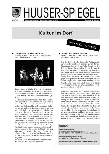MÃƒÂ¤rz - Mai [PDF, 370 KB] - Gemeinde Hausen am Albis