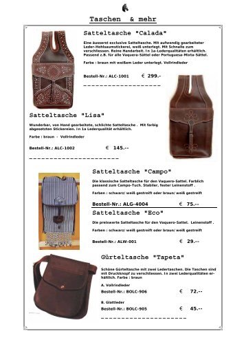 Taschen & mehr Satteltasche - El Mosquero