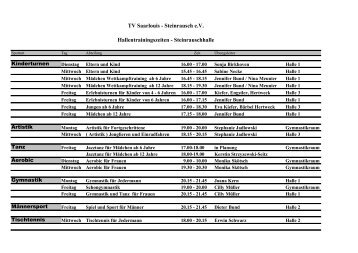 TV Saarlouis - Steinrausch e.V. Hallentrainingszeiten ...