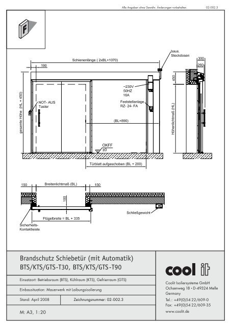 BTS/KTS/GTS-T30, BTS/KTS/GTS-T90 - Coolit Isoliersysteme Gmbh