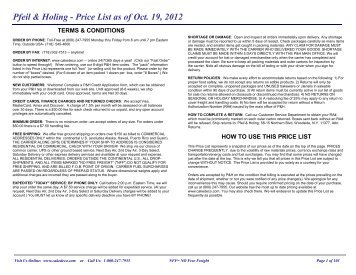 Pfeil & Holing - Price List as of Oct. 19, 2012