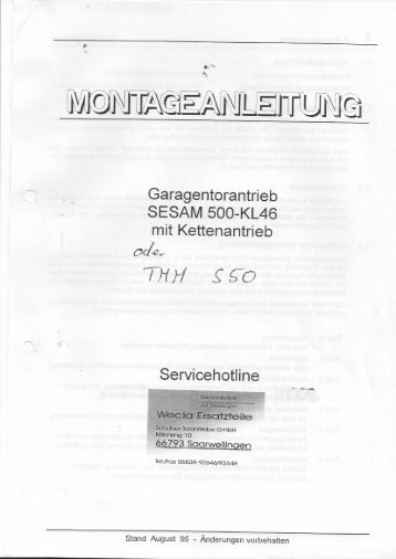 Montageanleitung Sesam 500-KL46 oder TMMS50 - Schober ...
