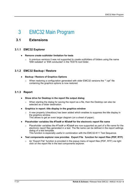 EMC32 / AMS32 V8.52 Release Note - Rohde & Schwarz