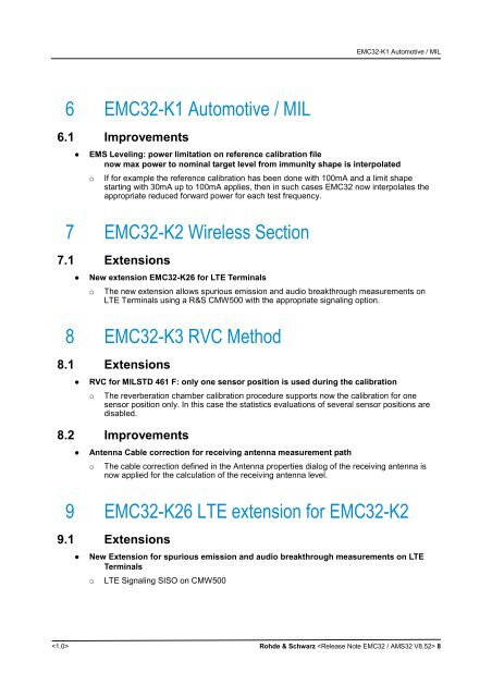 EMC32 / AMS32 V8.52 Release Note - Rohde & Schwarz