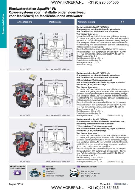 Opvoerinstallaties / Pompen, Pompstations - Horepa