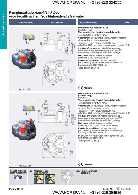 Opvoerinstallaties / Pompen, Pompstations - Horepa