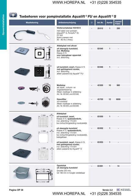 Opvoerinstallaties / Pompen, Pompstations - Horepa