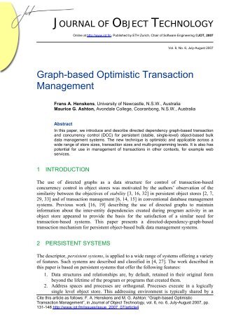 Graph-based Optimistic Transaction Management - The Journal of ...