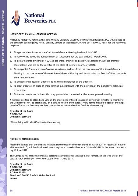 March 2011 Annual Report and Financial Statements - SABMiller