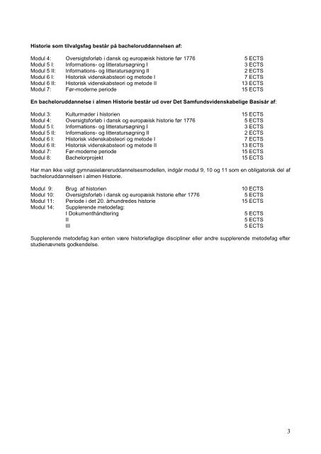 Bachelor i Historie, 2006 med Ã¦ndringer 2007, 2010 og 2012 - Det ...