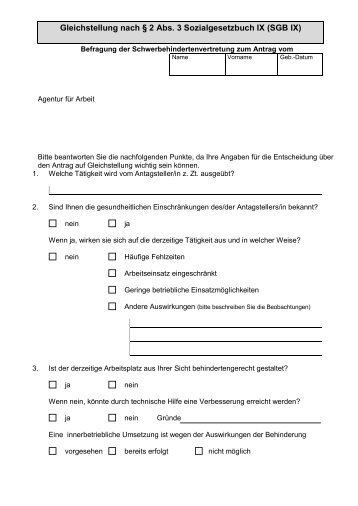 Gleichstellung nach Â§ 2 Abs. 3 Sozialgesetzbuch IX (SGB IX)