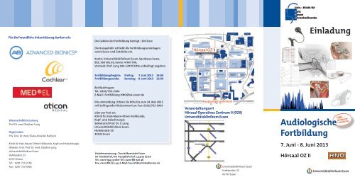 Einladung Audiologische Fortbildung - UniversitÃ¤tsklinikum Essen