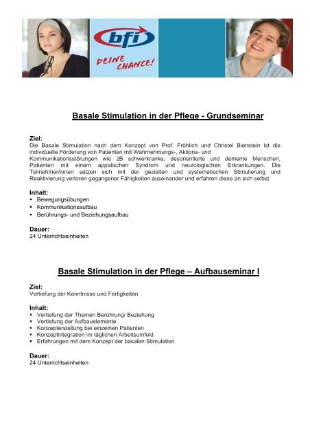 Basale Stimulation in der Pflege - Grundseminar ... - BFI Burgenland