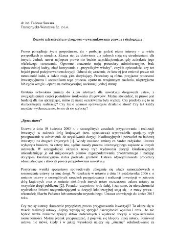 dr inż. Tadeusz Suwara TransprojektWarszawa Sp. z o.o. Rozwój ...